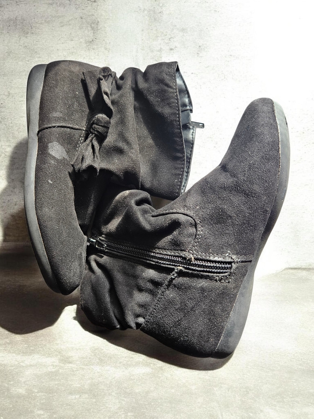 Black Suede Slouch Ankle Boots